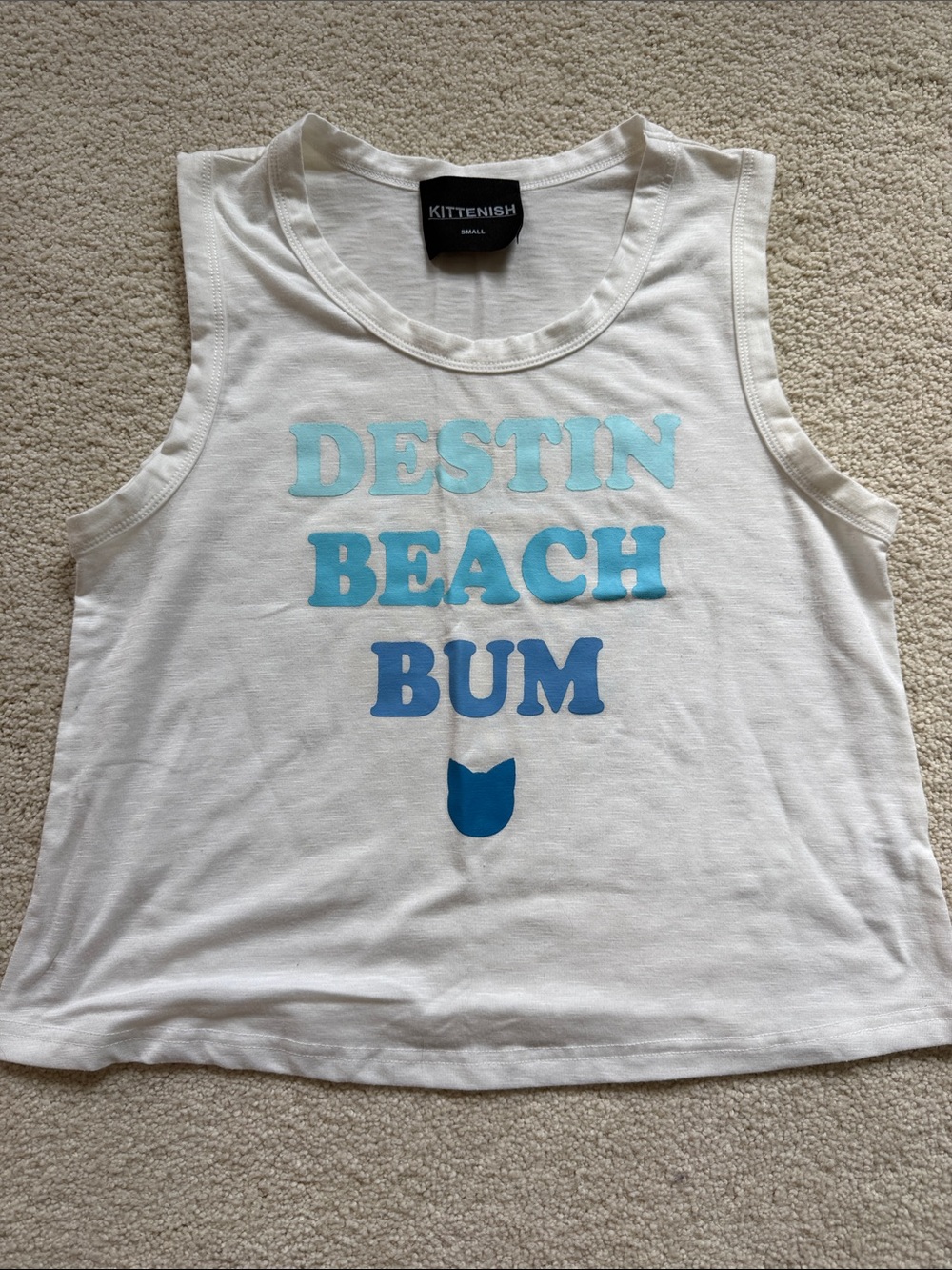 Kittenish White Tank with Blue Gradient 'DESTIN BEACH BUM' Print